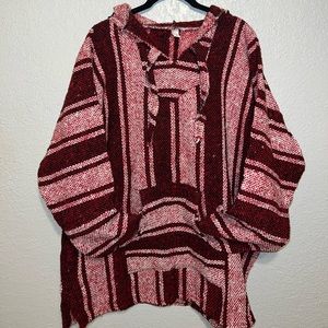 - Mexican blanket hoodie Poncho jacket -BAJA hoodie